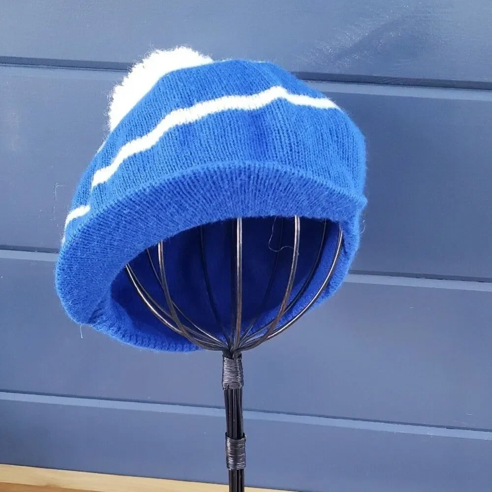 80s Blue and White Striped Hat‎ - Picture 2 of 5